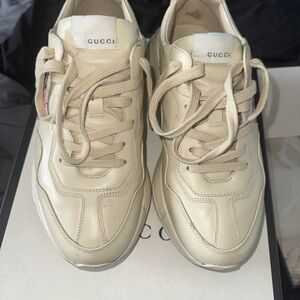 Gucci Beige Leather Sneakers